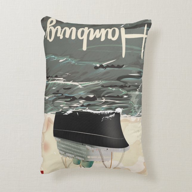 Hamburg vintage reisposter accent kussen (Achterkant (Verticaal))
