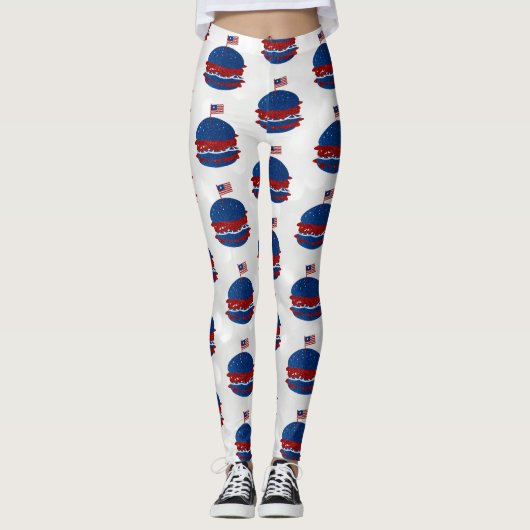 Hamburger 4 juli glitters leggings (Voorkant)