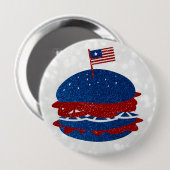 Hamburger 4 juli glitters ronde button 4,0 cm (Voorkant /achterkant)