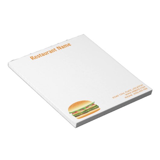 Hamburger Aangepaste Restaurant Notitieblok (Schuin)