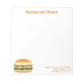Hamburger Aangepaste Restaurant Notitieblok (Voorkant)
