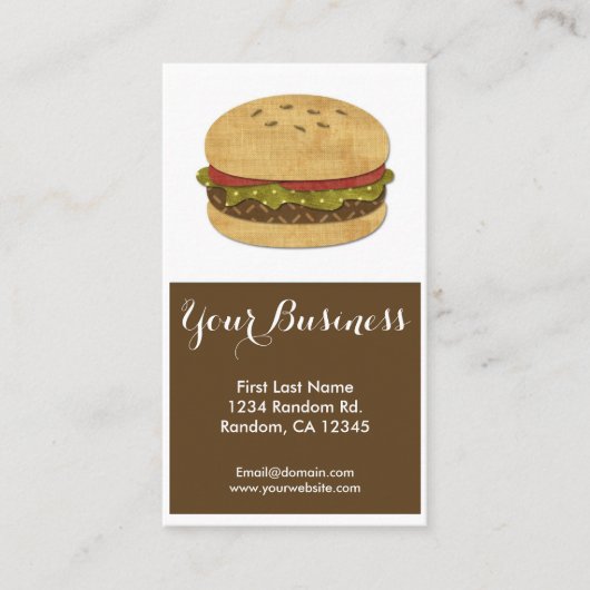Hamburger aanpasbare visitekaartjes (Voorkant)