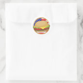 Hamburger Amerikaanse vlag Ronde Sticker (Tas)