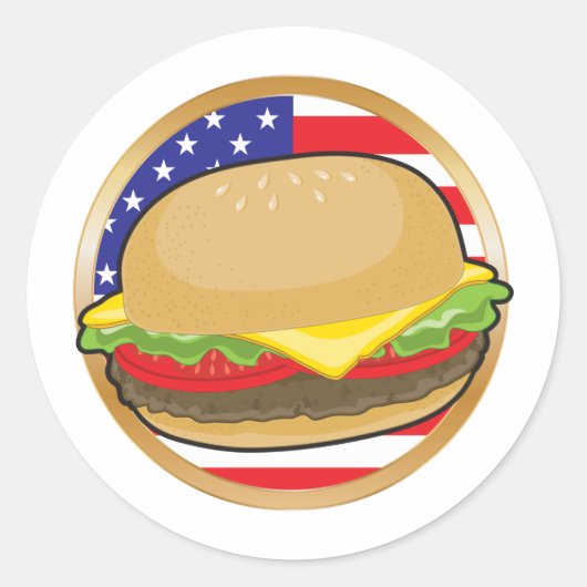 Hamburger Amerikaanse vlag Ronde Sticker (Voorkant)