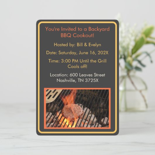 Hamburger Backyard Barbeque Cookout Kaart (Staand voorkant)