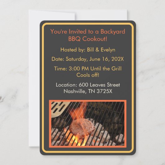 Hamburger Backyard Barbeque Cookout Kaart (Voorkant)