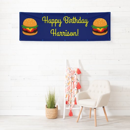 Hamburger Birthday Party Burger Banner (Insitu)