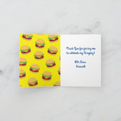 Hamburger Birthday party Burger Bedankt voor je ka Kaart (Binnen)