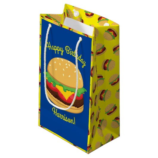 Hamburger Birthday Party Burger Klein Cadeauzakje (Voorkant Gekanteld)