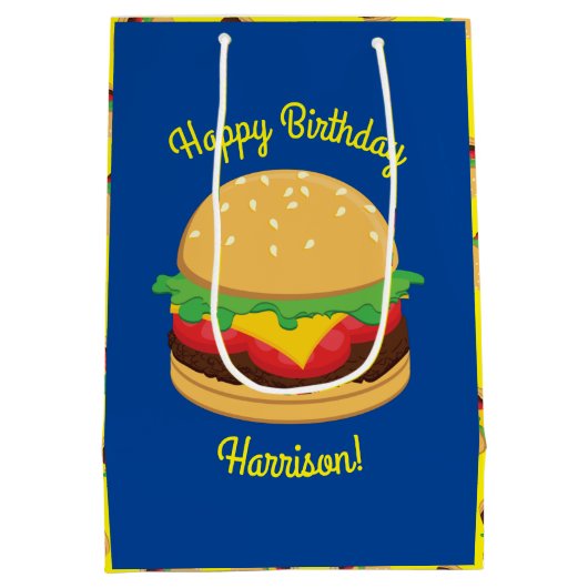 Hamburger Birthday Party Burger Medium Cadeauzakje (Achterkant)