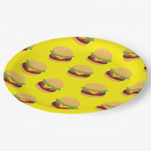 Hamburger Birthday Party Burger Paper Borden Papieren Bordje (Gekanteld)