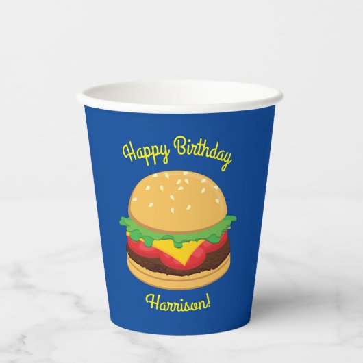 Hamburger Birthday Party Burger Papieren Bekers (Voorkant)