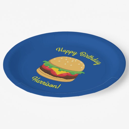Hamburger Birthday Party Burger Papieren Bordje (Gekanteld)