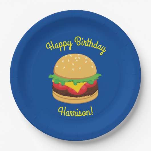 Hamburger Birthday Party Burger Papieren Bordje (Voorkant)