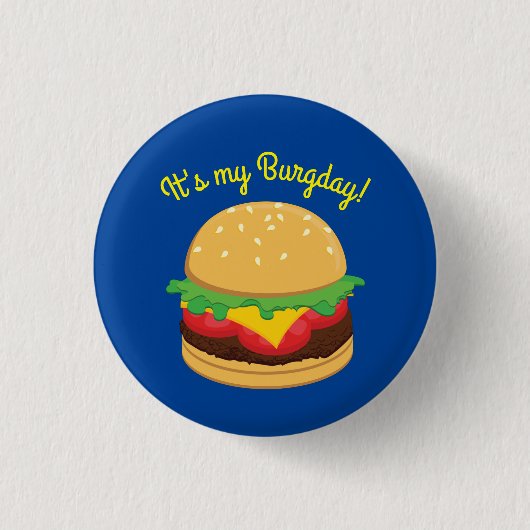 Hamburger Birthday Party Burger Ronde Button 3,2 Cm (Voorkant)