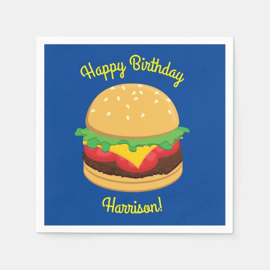 Hamburger Birthday Party Burger Servet (Voorkant)