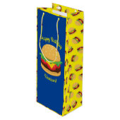 Hamburger Birthday Party Burger Wijn Cadeautas (Voorkant Gekanteld)
