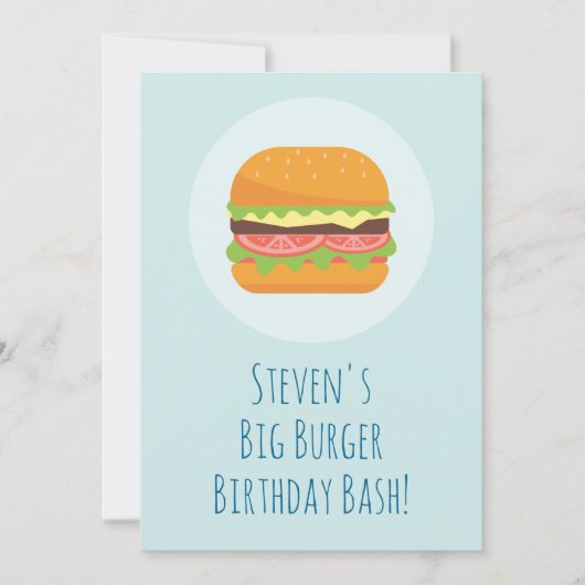 Hamburger Birthday Party Invitation Kaart (Voorkant)
