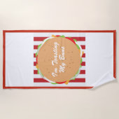 Hamburger broodje schattig rood wit gestreept café strandlaken (Voorkant)