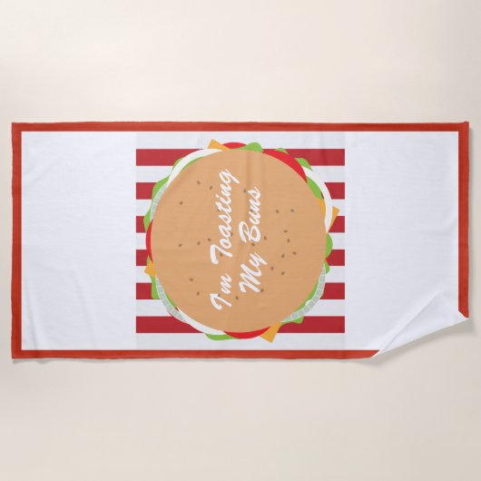Hamburger broodje schattig rood wit gestreept café strandlaken (Voorkant)