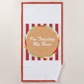 Hamburger broodje schattig rood wit gestreept café strandlaken (Voorkant)