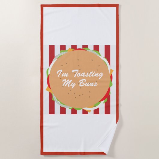 Hamburger broodje schattig rood wit gestreept café strandlaken (Voorkant)