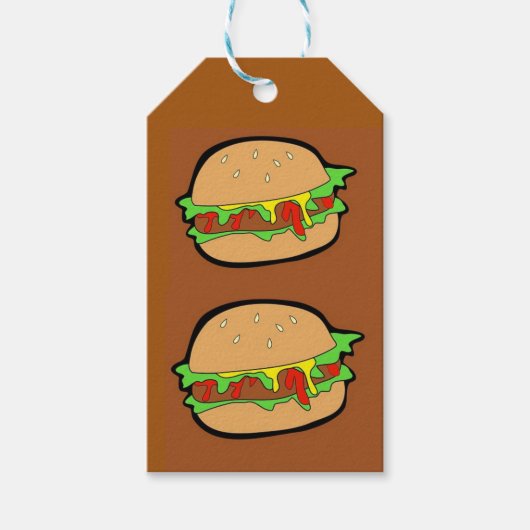 HAMBURGER, BRUINE KADOTAGS CADEAULABEL (Voorkant)