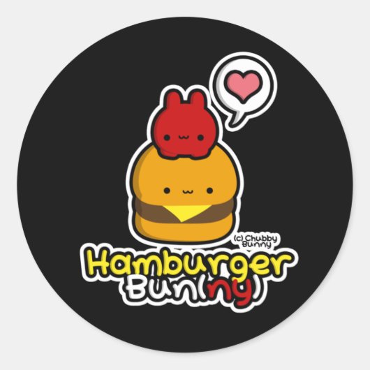 Hamburger Bun(ny) Stickers (zwart) (Voorkant)