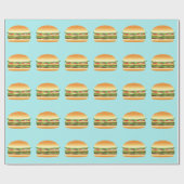 Hamburger Cartoon geïllustreerd patroon op blauw Cadeaupapier (Vlak)