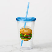 Hamburger cartoon illustratie acryl drinkbeker (Achterkant)