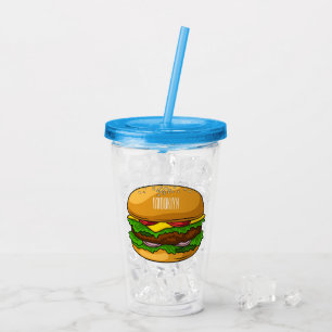 Hamburger cartoon illustratie acryl drinkbeker