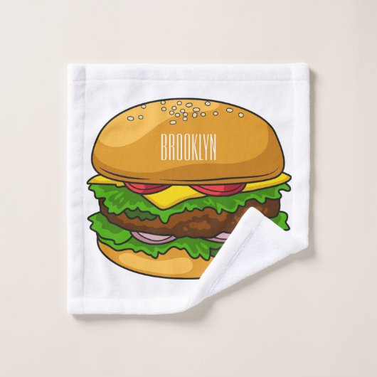 Hamburger cartoon illustratie bad handdoek (Wasdoekje)