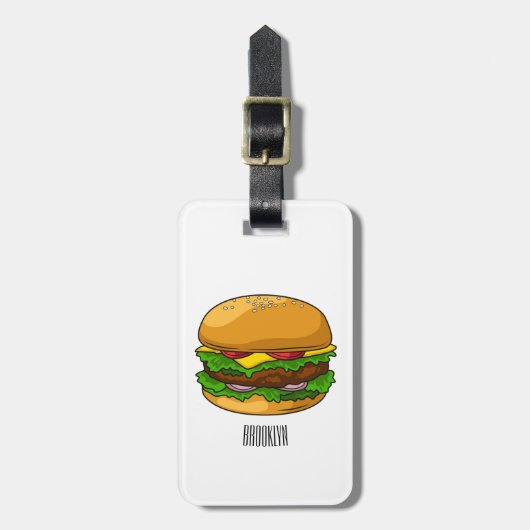 Hamburger cartoon illustratie bagagelabel (Voorkant verticaal)