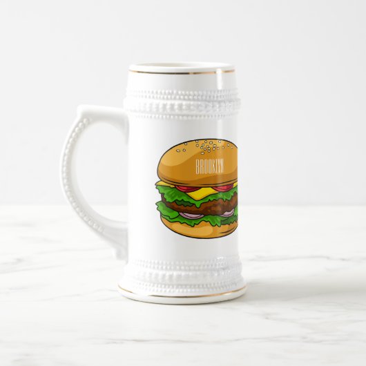 Hamburger cartoon illustratie bierpul (Links)