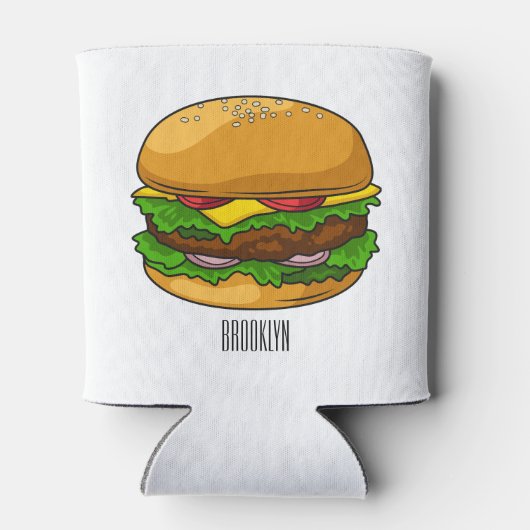 Hamburger cartoon illustratie blikjeskoeler (Achterkant)