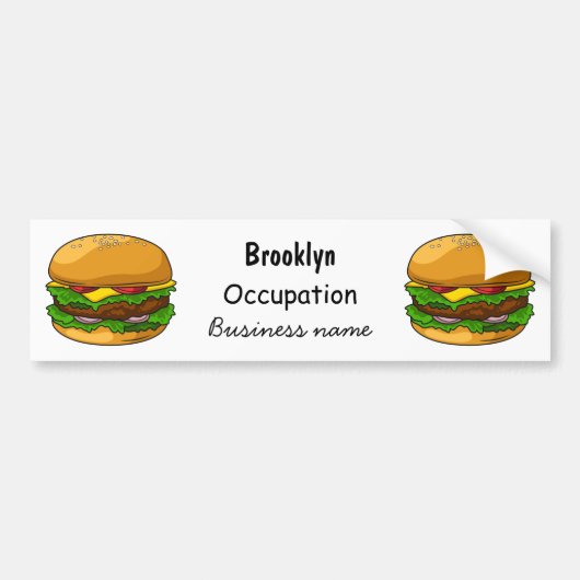 Hamburger cartoon illustratie bumpersticker (Voorkant)