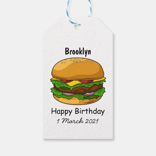 Hamburger cartoon illustratie cadeaulabel (Achterkant)