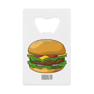 Hamburger cartoon illustratie creditkaart flessenopener