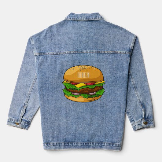 Hamburger cartoon illustratie denim jacket (Achterkant)