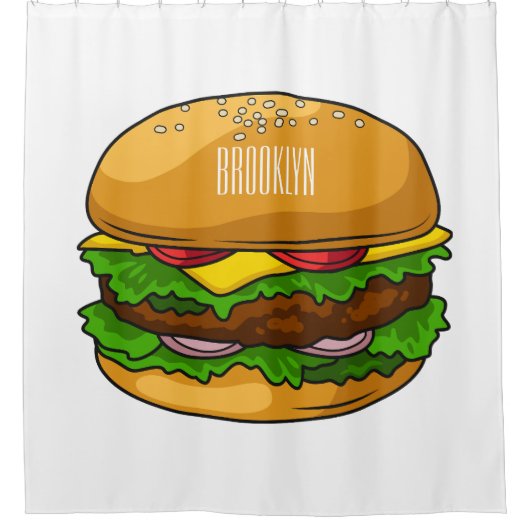 Hamburger cartoon illustratie douchegordijn (Voorkant)