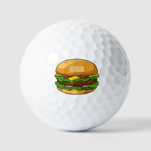 Hamburger cartoon illustratie golfballen (Voorkant)