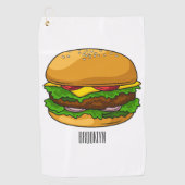 Hamburger cartoon illustratie golfhanddoek (Voorkant)