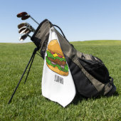 Hamburger cartoon illustratie golfhanddoek (Groen)