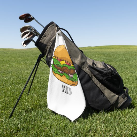 Hamburger cartoon illustratie golfhanddoek (Groen)