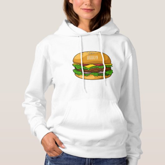Hamburger cartoon illustratie hoodie (Voorkant)