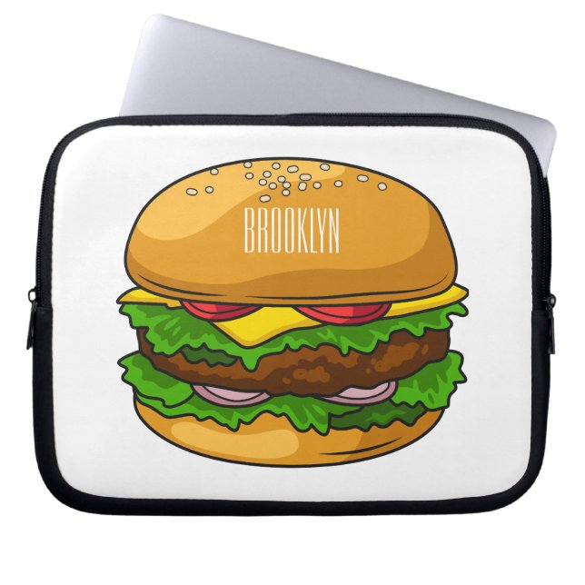 Hamburger cartoon illustratie laptop sleeve (Voorkant)