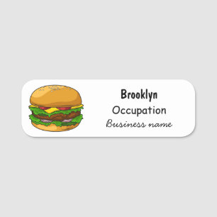 Hamburger cartoon illustratie naamplaatje
