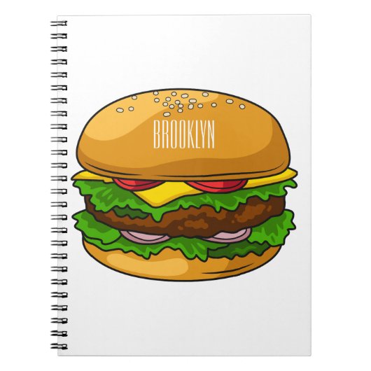 Hamburger cartoon illustratie notitieboek (Voorkant)