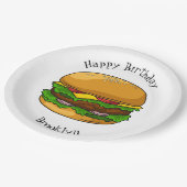 Hamburger cartoon illustratie papieren bordje (Gekanteld)