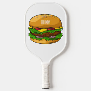 Hamburger cartoon illustratie pickleball paddle